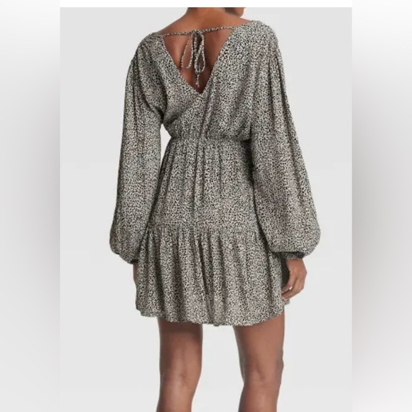 A New Day Long Sleeve Dropped Waist Balloon Mini A-Line Dress Size Small - Picture 2 of 9
